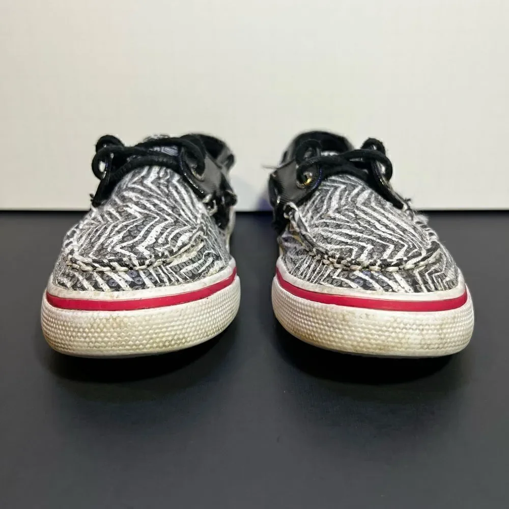 Girls SPERRY Top-Sider Bahama Sequin Zebra Print Boat Shoes / Size 13M